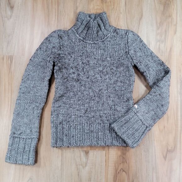 🔸️Hollister Gray Thick Wool Blend Mock Neck Sweater Small - Picture 1 of 8